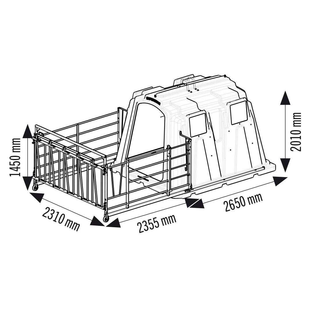 SUPERSTAR One-Piece HDPE Hutch For 5 Calves